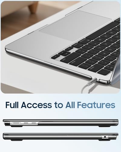 Image of Fintie Case for MacBook Air 13.6 A3449 /A3240 /A3113 /A2681, Satin Silver | 2022-2026, M2 /M3 /M4 /M5, Snap-On Shell Cover, Full Port Access, Easy On /Off, Lightweight