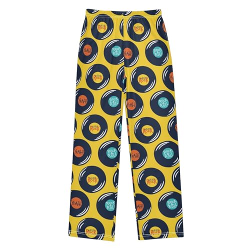 Rock Records Plates Yellow Boys Pants for Kids Jogger Pants with Pockets S-XL