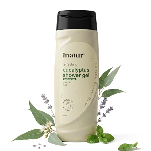 Image of inatur Eucalyptus Shower Gel | With Mint & Lavender | Refreshing & Nourishing | Helps Relieves Stress & Relaxation | Gentle Sulfate-Free Body Wash for Men & Women | Ideal for All Skin Types | 400ml