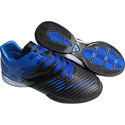 Vizari Liga Indoor Soccer Shoes for Kids | 100% Synthetic, Machine Washable, Rubber Sole | Durable and Comfortable for Boys and Girls | Use for Indoor Soccer and Futsal Blue/Black