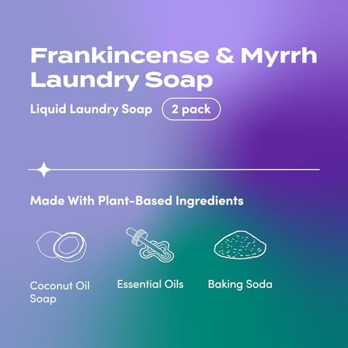 Image of Indigo Wild Zum Clean Laundry Soap - Plant-Based Liquid Laundry Soap - Contains Baking Soda, Essential Oils & Saponified Coconut Oil - Frankincense & Myrrh Scent - 64 fl oz