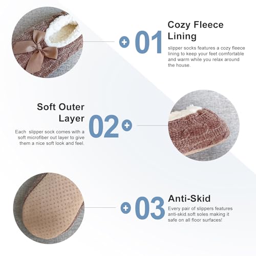 Women's Warm Fuzzy Slipper Socks ， Cozy House Slippers for Women ，Soft Sole Slippers with Non Slip Bottoms4