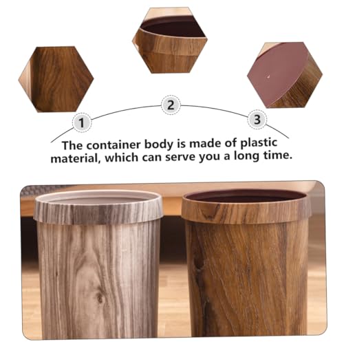 Caneca de basura doméstica con diseño de madera y anillo para presionar miniatura 5