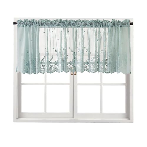 Image of Lace Curtain & Sheer Curtains Short Valance for Kitchen Window Curtains (74 * 61cm / 29 * 24in) Cabinet Decor with Elegant Design Ideal for Kitchen Dining or Bedroom
