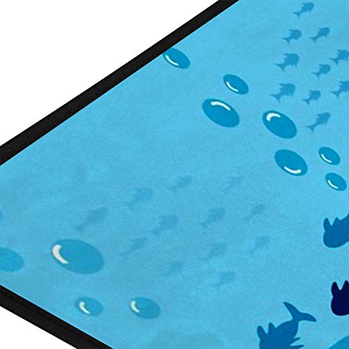 Tapis de cuisine sous-marin bleu clair en polyester résistant 39x20"