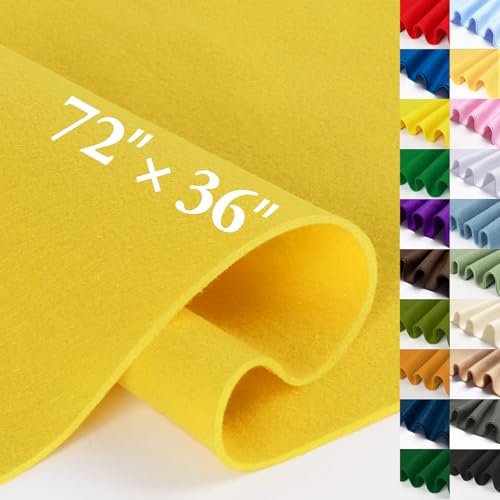 MITINU Yellow Felt Fabric Sheet 72 X 36 1.4mm Thick Large Soft Durable Flexible Craft Felt by The Yard Nonwoven Fabric for DIY Sewing Arts and Crafts Decoration Projects