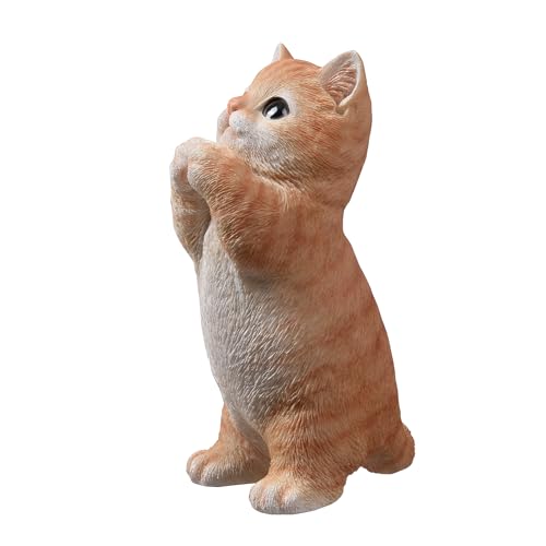 Estatua Gato Tabby Naranja 7 Pulgadas Plegando Manos miniatura 4