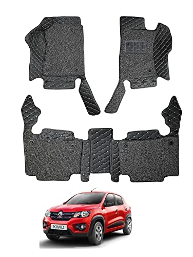 Image of Auto Hub Premium 7D car mat Renault Kwid, Luxury Double-Stich 7d Car Floor Mat Complete Set, 100% Waterproof and Washable, Color : Black