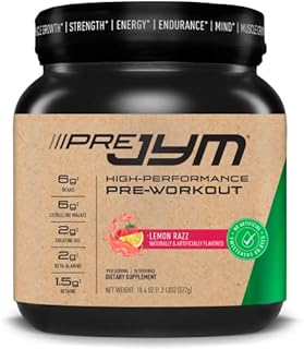 Pre JYM Naturally Flavored Raspberry Lemonade Workout Powder - BCAAs, Nootropics, Creatine HCI, Beta-Alanine, Betaine, Taurine, Huperzine - JYM Supplement Science - 18 Servings