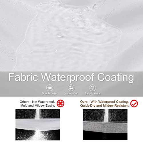 ZARCKER Waterproof Shower Curtain, 182x92CM Linen Bathroom Curtain with Impemeable Coating Mould and Mildew Resistant Fabric Bath Curtain-Polyester/Quick-Drying/Weighted Hem - White - Image 3