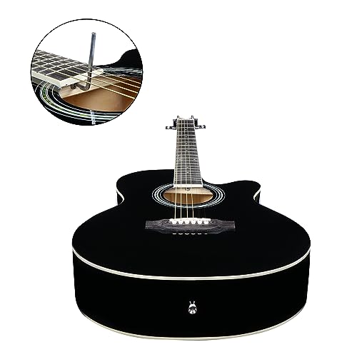 Image of Juarez JRZ40C /BK 40-Inch Cutaway Acoustic Guitar with Dual Action Truss Rod, Gigbag, Picks, String Set, Strap - Black