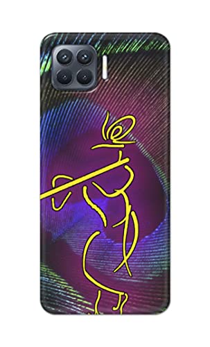 Image of PRINTFIDAA Lord Krishna On Peacock Feather Hard Back Cover for Oppo F17 Pro, CPH2119 Back Cover -(P6) KAT1007