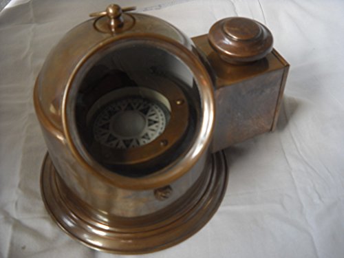 Antique Brass Binnacle Compass w/Oil Lamp/Nautical Compass