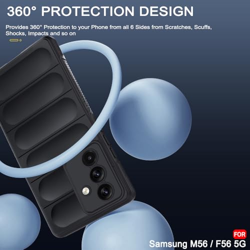 Image of TheGiftKart Liquid Silicon Back Cover Case for Samsung Galaxy M56 5G / F56 5G | Shockproof Military Grade Protection | Micro-Fibre Cloth On Inner Side | Anti-Slip Grip Back Cover Case (TPU, Black)