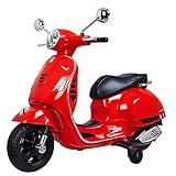  PL Ociotrends- Moto Vespa Color Rojo 30W con MP3 BATERIA 6V 4,5 AH, Multicolor (PT802)