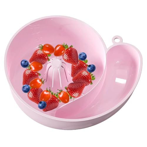 Snail Drain Basket - Fruit Washer Spinner Bowl with Strainer, Food-Safe ABS Plastic Vegetable Cleaner for Fresh Produce, Automatic Washing and Drying Gadget for Kitchen
