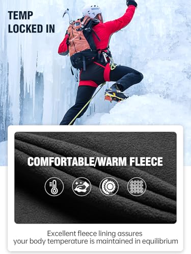 FREE SOLDIER Men's Outdoor Softshell Fleece Lined Cargo Pants Snow Ski Hiking Pants with Belt (Black 34W/30L) - Image 2