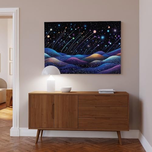 Impression galaxie ciel étoilé bleu foncé céleste pour mur de bureau