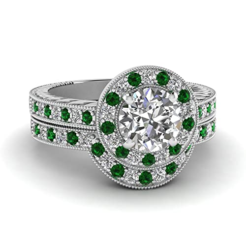 Ensemble d'anneaux de mariage en argent CZ | Le cadeau vintage idéal pour elle