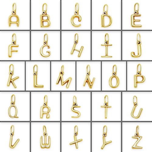 Gold Italian Horn with Hand Sign Pendant with Bubble Initial Pendant - 10 Karat Gold - 3D Good Luck Hand Sign - Italian Mano Cornuto Hand Symbol - Initial Letter Charm - Cornicello Pendant4