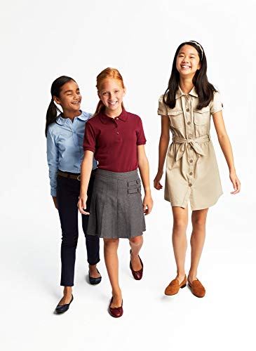 French Toast Girls' Adjustable Waist Two-Tab Pleated-Front Scooter, Heather Gray, 16 Plus #TOP2