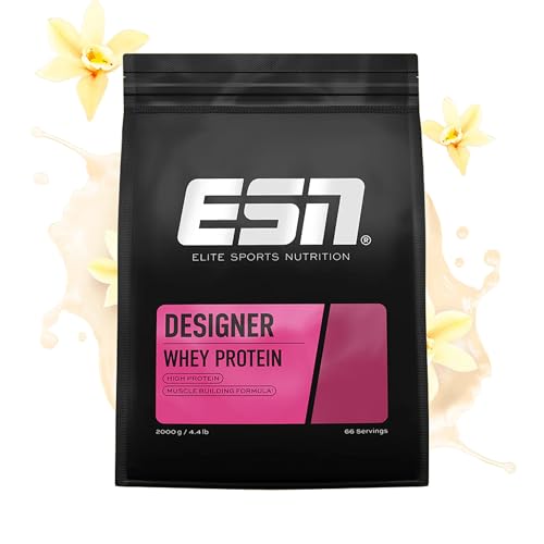 ESN Designer Whey Proteinpulver, Vanilla Milk, 2 kg, bis zu 23 g Protein pro Portion, ideal zum Muskelaufbau und -erhalt - made in Germany