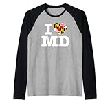 Photo Gallery i love maryland md state flag cuore baltimora hon ocean city maglia con maniche raglan Photo Gallery i love maryland md state flag cuore baltimora hon ocean city maglia con maniche raglan