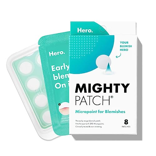 Hero Cosmetics Mighty Patch Micropoint™ for Blemishes - Hydrocolloid Acne Spot Treatment Patch for Early Stage Zits and Hidden Pimples, 395 Proprietary Micropoints (8 Count)
