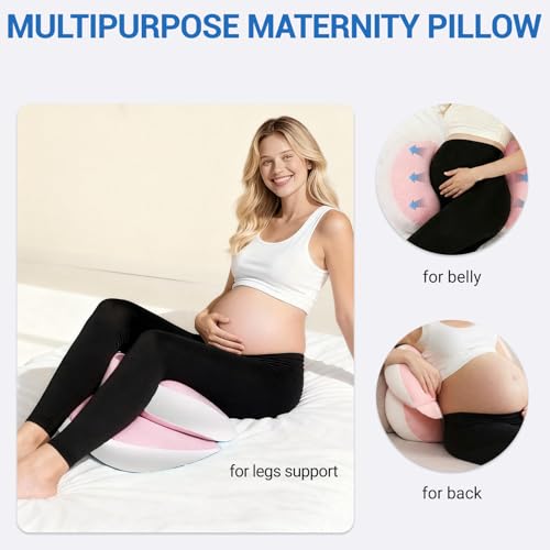 Image of Pregnancy Pillow for Pregnant Women, Memory Foam Pillow for Side Sleeper, Maternity Pillow Support for Back, Belly, HIPS, and Legs