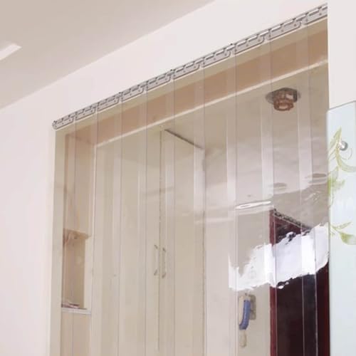 Kit de Cortina de Tiras de PVC para Puerta, Cortina divisoria Transparente para Garaje, balcón, pérgola, persianas Impermeables (165 x 260 cm)