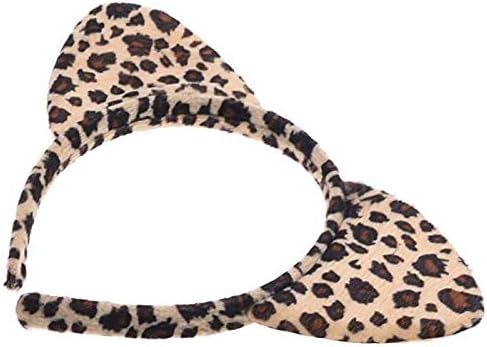 Bluecell Kitty Cat Ears Tail and Bow Tie Party Costume kit (Leopard Print Color) Yellow