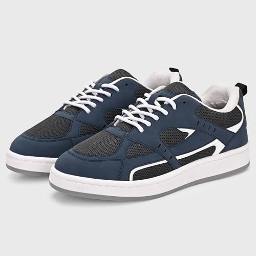 Image of Cruiser Men's Sneaker | Retro Running Shoes | Navy Blue White Men's Sneakers |Mesh Synthetic Resin Lace-Up Sneakers | Midsole Athletic Casuals | Perfect for Outings, and Comfortable All-Day Use(2657)