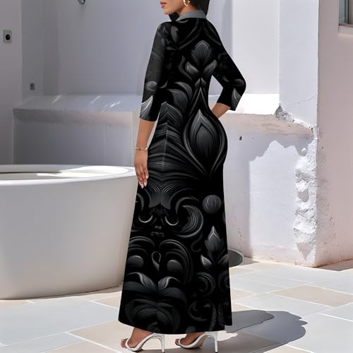 Image of PinkPatty Women's Casual 3 /4 Sleeve Polo V Neck Bodycon Maxi Dress