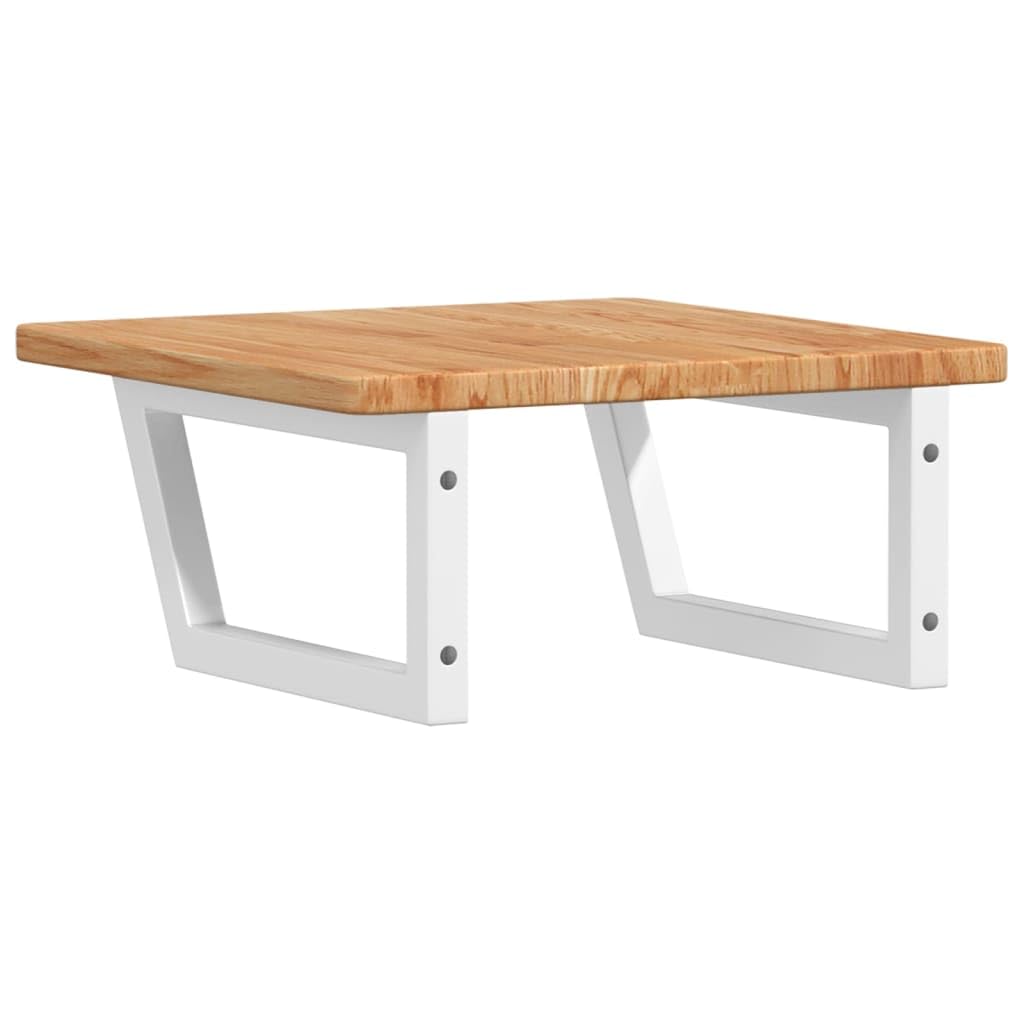 Piano per lavabo in legno di rovere massiccio con supporto in acciaio, 50 x 50 cm, trapezoidale, portata fino a 100 kg, soluzione salvaspazio per lavabo e WC degli ospiti, facile da montare