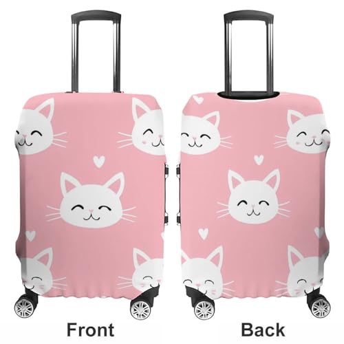 Cute Cat Face Luggage Protector Suitcase Cover Anti-Scratch Washable Fit 18-32 Inch Travel Luggage3