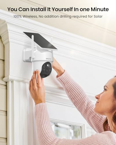 Image of Security Cameras Wireless Outdoor, No Monthly Fee Solar Camera Outdoor Wireless, 4-Camera 4MP Home Security Camera System with Base Station, Local Storage, PIR Motion Detection, Color Night Vision