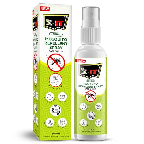 Mr. X-IT Herbal Mosquito Repellent Body Spray- Safe for Babies Dermatologically Tested Up to 8 Hours Protection Plant based with Aloe Vera Deet Free Safe on Skin 100ml