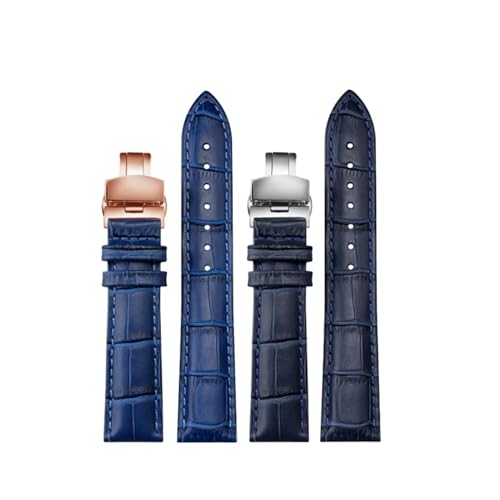 Bracelet de montre en cuir véritable 22 mm avec boucle dorée solide - 6