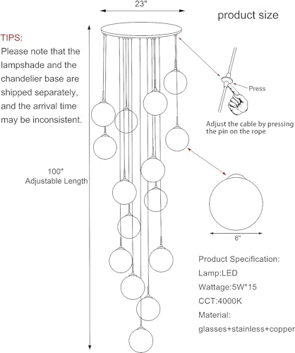 Suspensions LED créatives en verre pour escalier duplex et grand salon moderne