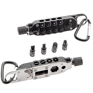 MACWiN EDC Multi Tool Screwdriver Hex Bit Carrier with Carabiner Keychain, Small Multifunctional Combination Gadget, Portable Compact Magic Screwdrivers, Pocket Bottle Opener