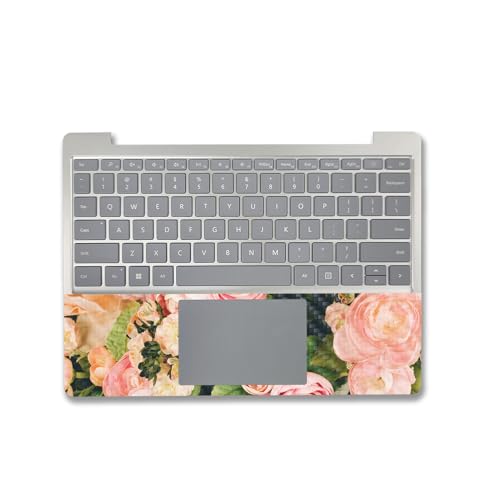 Image of MightySkins Carbon Fiber Skin Compatible with Microsoft Surface Laptop Go 3 (2023) Full Wrap Kit - Faded Roses | Protective, Durable Textured Carbon Fiber Finish | Made in The USA