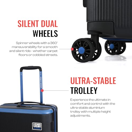 Image of Urban Jungle Lumolite Trolley Bag Set of 2 Hardside Polycarbonate Small, Medium (65, 55 cm) Light Weight Suitcase with, 8 Spinner Wheels and TSA Lock Travelling Luggage for Men & Women | Black
