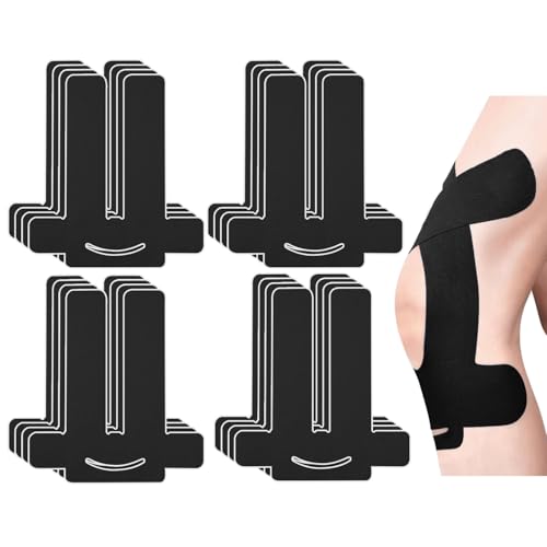 Kinesiology Tape for Knees, 8 Count Precut Kinesiology Tape,Original Cotton Waterproof & Breathable, Latex Free Elastic Kinesiology Athletic Tape for Knee Support and Muscle Pain Relief-Black