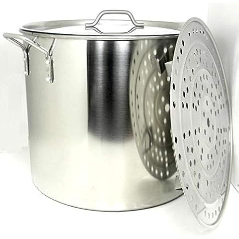 80 Quart Stainless Steel Stock Pot with Rack & Lid by Ballington Cover