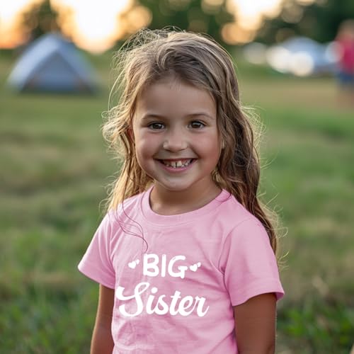 Big Sister Tshirts Sibling Reveal Announcement Shirt for Toddler Girls Sibling Outfits Gift 4 Years3