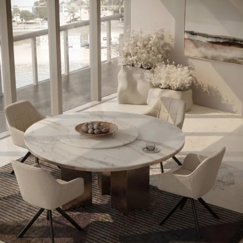 Goeurvant 360° Swivel Dining Chairs, Ergonomic Designed Chairs with Armrests and Metal Legs for Apartment, Dining Room, Kitchen, Study, Vanity, Office, Set of 2, Beige - Image 9