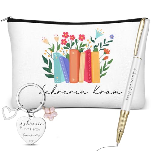 Geiserailie 3 Stück Lehrerin Geschenk Abschiedsgeschenk Kosmetiktasche Schlüsselanhänger Lehrerin mit Herz Stift Danke für Alles Geschenk für Erzieher Grundschule Abschluss(Lehrerin mit Herz) Geiserailie 3 Stück Lehrerin Geschenk Abschiedsgeschenk Kosmetiktasche Schlüsselanhänger Lehrerin mit Herz Stift Danke für Alles Geschenk für Erzieher Grundschule Abschluss(Lehrerin mit Herz)