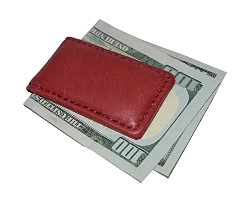 Image of LB LEATHERBOSS Men's New Leather Strong Magnetic Money Clip (Wine)