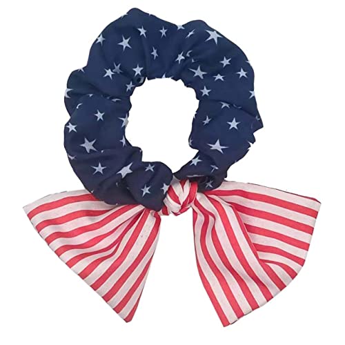 Elastic Patriotic Hair Band Hair Ties 4Th Of July Hair Bow Ponytail Holder American Flag Hair Accessories For Women Girl Hair Scrunchies Tsfq02 (Navy Band) #TOP3