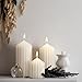 Conelist Set of 3 White Ribbed Pillar Candles Soy Wax Scented Ribbed Candles Includes 2.8, 4.2 and 5.1 Inches Heights Decorative Romantic Wedding Decoration for Couple Home Birthday Gift